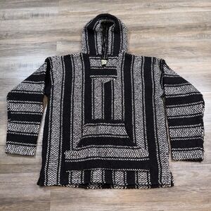 Baja Joe Hoodie Mens Extra Large Pullover Long Sleeve Black White Earth Ragz